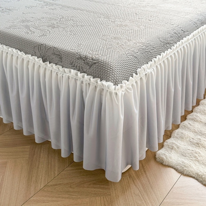 91家纺网 家纺一手货源 找家纺 2025新款冰豆豆凉感床裙凉席席子-花之恋系列冰豆豆床裙凉席-花之恋系列 花之恋 灰色