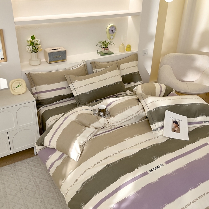 91家纺网 家纺一手货源 找家纺 优品阁 2024新款全棉磨毛四件套 畅想-灰