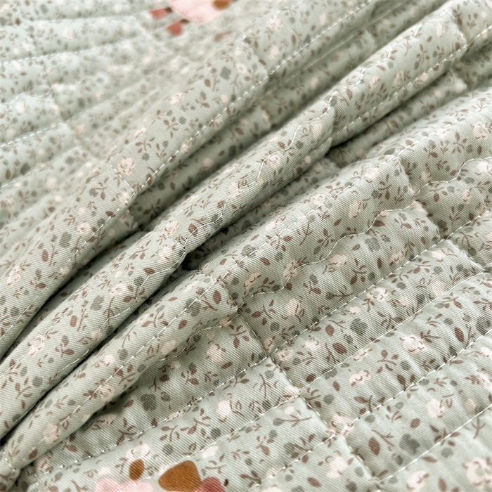 91家纺网 家纺一手货源 找家纺 恒爱 2025新款全棉印花单床盖 小女孩-水绿