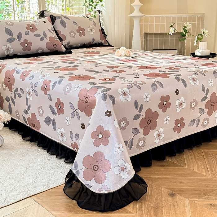 91家纺网 家纺一手货源 找家纺 大麦家纺 2025新款碳光冰丝软凉席夏被四件套 美姬