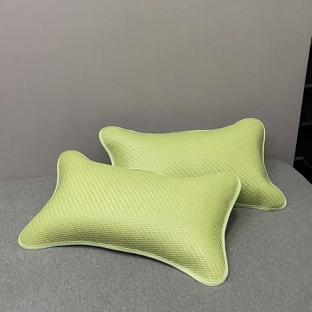 91家纺网 家纺一手货源 找家纺 2025新款纯色冰藤全荞麦枕夏凉凉感枕芯冰丝冰藤枕头 纯色冰藤全荞麦枕-嫩绿35*55cm