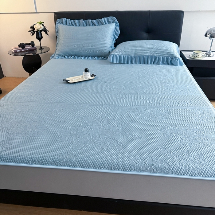 91家纺网 家纺一手货源 找家纺 2025新款凉感冰豆豆凉席床笠凉席席子-花之恋系列凉豆豆床笠花之恋系列 花之恋-兰色