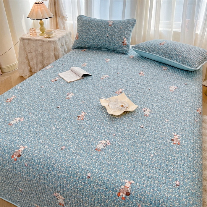 91家纺网 家纺一手货源 找家纺 恒爱 2025新款全棉印花单床盖 公主兔-蓝