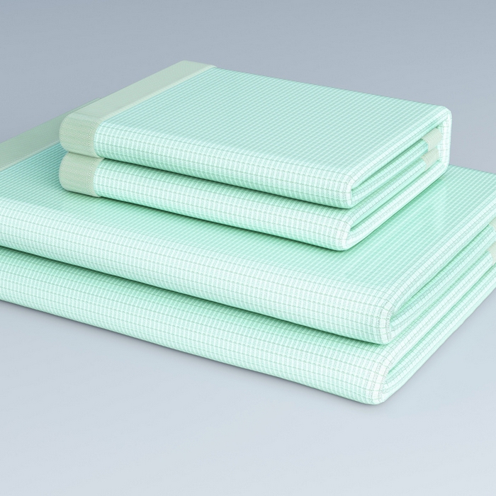 91家纺网 家纺一手货源 找家纺 2025新款云母冰川凉席床笠 云母冰川-绿（条席）