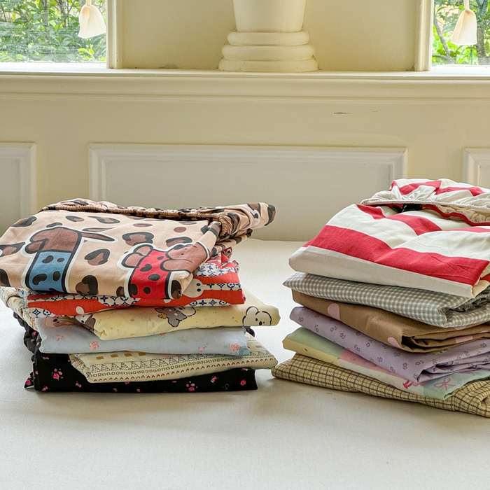 91家纺网 家纺一手货源 找家纺 2025新款全棉床单床笠 叠拍图