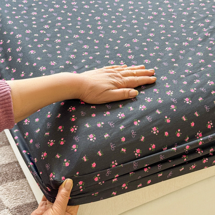 91家纺网 家纺一手货源 找家纺 2025新款全棉床单床笠 繁花 床笠款