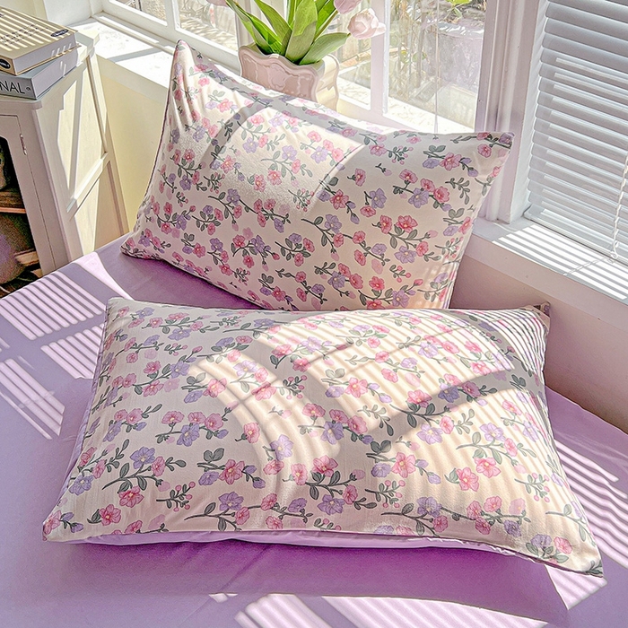 91家纺网 家纺一手货源 找家纺 2025水洗棉双层纱简约风ins风小碎花被套床单款床笠款三四件套-单被套 花开满树