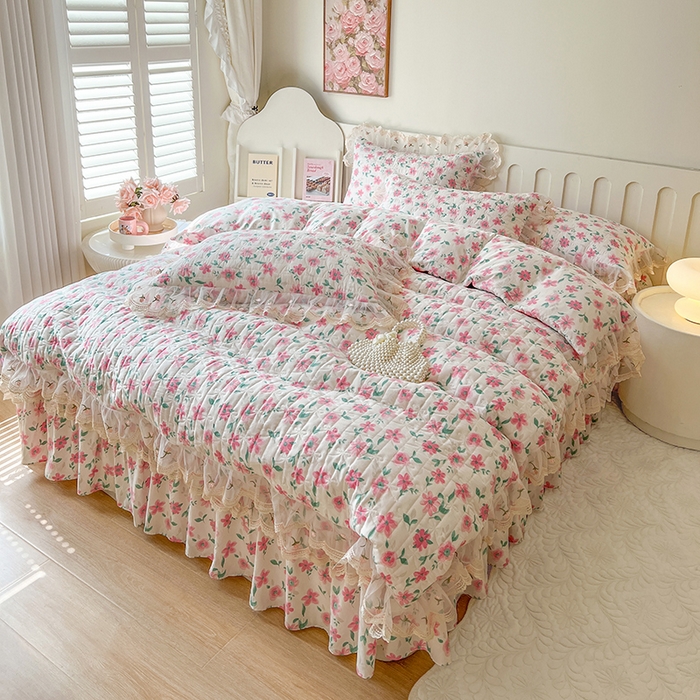 91家纺网 家纺一手货源 找家纺 网红馆 2025新款水洗棉印花床盖四件套 露丝小姐