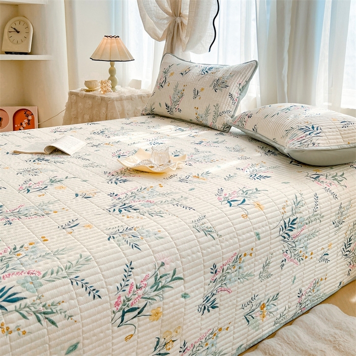 91家纺网 家纺一手货源 找家纺 恒爱 2025新款全棉印花单床盖 孔雀草