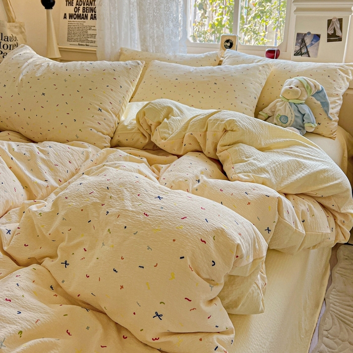 91家纺网 家纺一手货源 找家纺 （总）仟网汇 2025新款云感皱皱纱简单款四件套