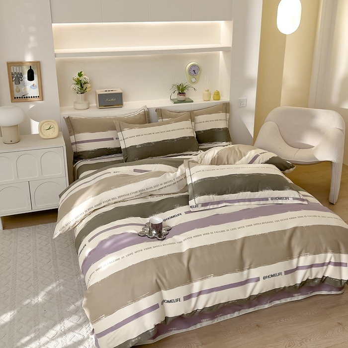 91家纺网 家纺一手货源 找家纺 优品阁 2024新款全棉磨毛四件套 畅想-灰