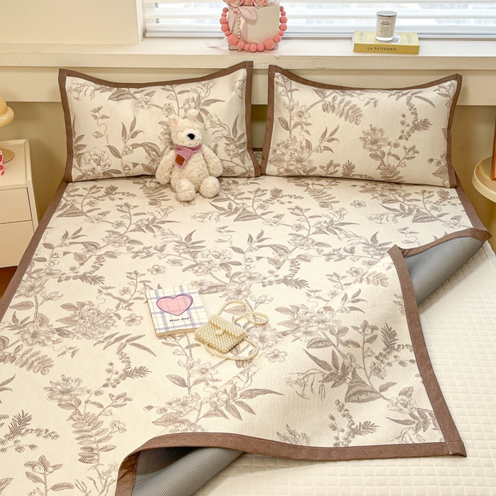 91家纺网 家纺一手货源 找家纺 慕澄家纺 2025新款小清新印花真冰藤系列凉席床席款 床席-树屿