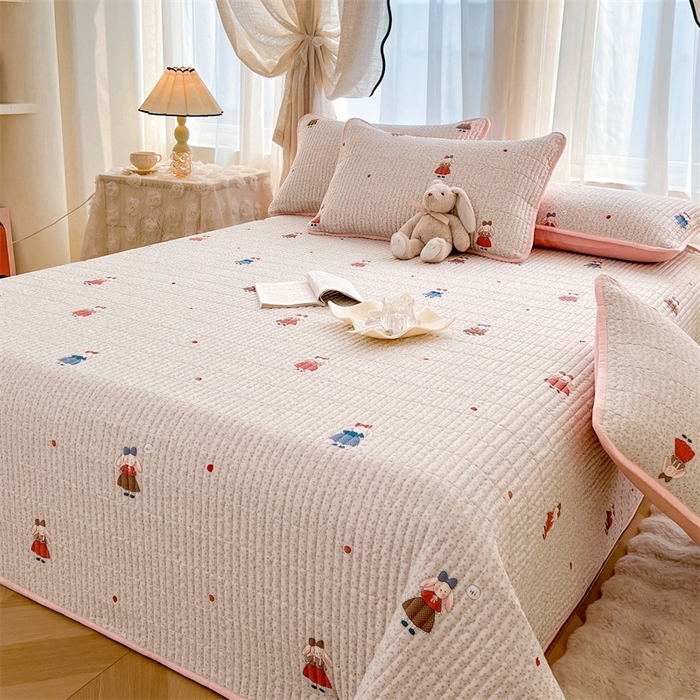 91家纺网 家纺一手货源 找家纺 恒爱 2025新款全棉印花单床盖 公主兔-浅咖