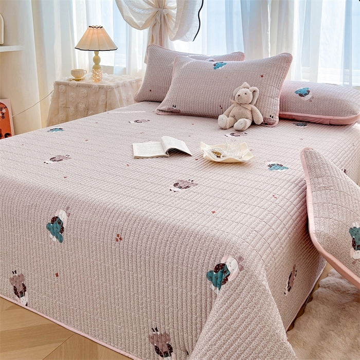 91家纺网 家纺一手货源 找家纺 恒爱 2025新款全棉印花单床盖 安哥拉公主-豆沙