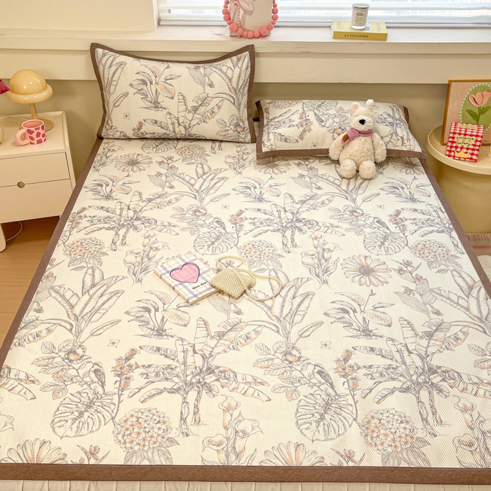 91家纺网 家纺一手货源 找家纺 慕澄家纺 2025新款小清新印花真冰藤系列凉席床席款 床席-丛林