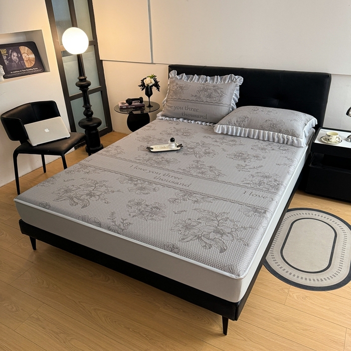 91家纺网 家纺一手货源 找家纺 2025新款凉感冰豆豆凉席床笠凉席席子-花之恋系列凉豆豆床笠花之恋系列 花之恋 灰色