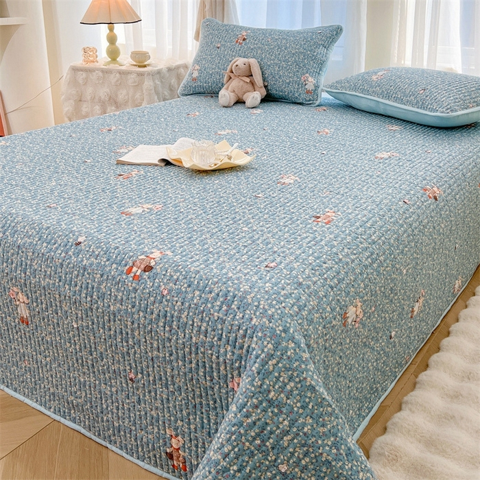 91家纺网 家纺一手货源 找家纺 恒爱 2025新款全棉印花单床盖 公主兔-蓝