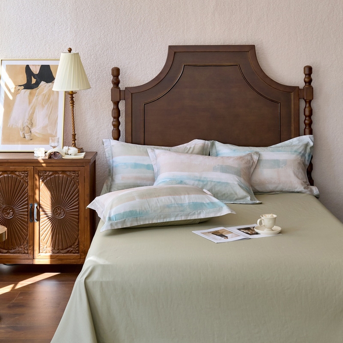 91家纺网 家纺一手货源 找家纺 由丽家纺 2025新款柔棉数码印花四件套系列 西琳绿