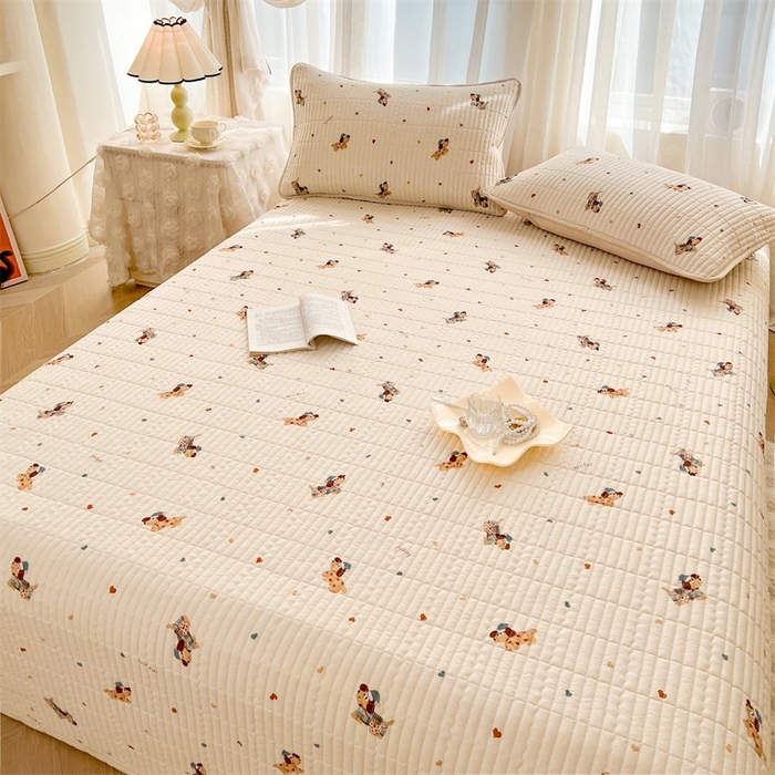 91家纺网 家纺一手货源 找家纺 恒爱 2025新款全棉印花单床盖 牛仔狗狗