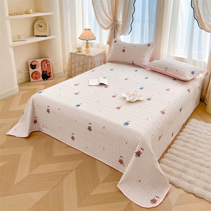 91家纺网 家纺一手货源 找家纺 恒爱 2025新款全棉印花单床盖 公主兔-浅咖