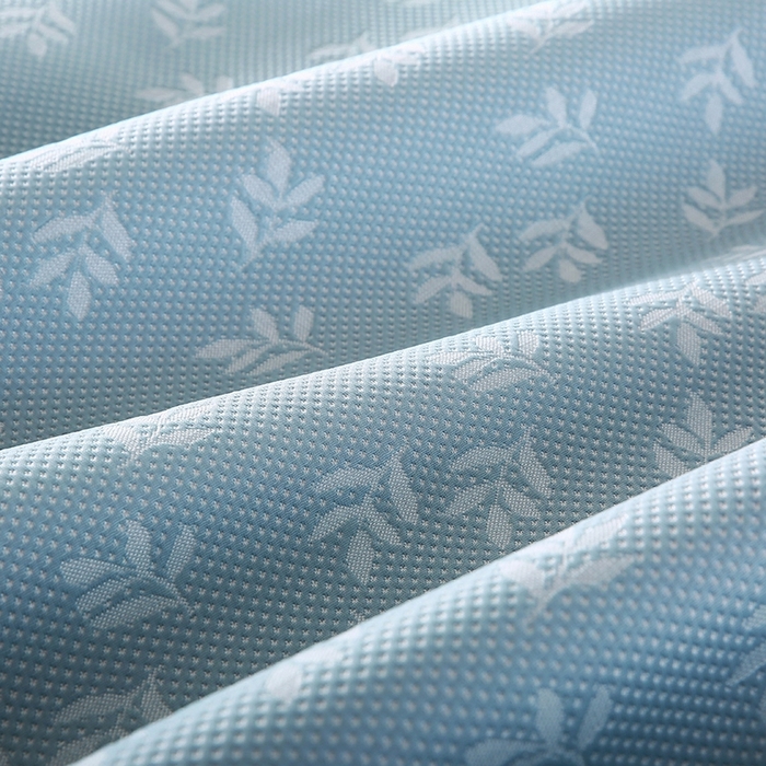 91家纺网 家纺一手货源 找家纺 法莱妮 2025夏季新款A类真凉感丝提花加厚三明治冰豆豆凉席-叶韵系列  叶韵-蓝