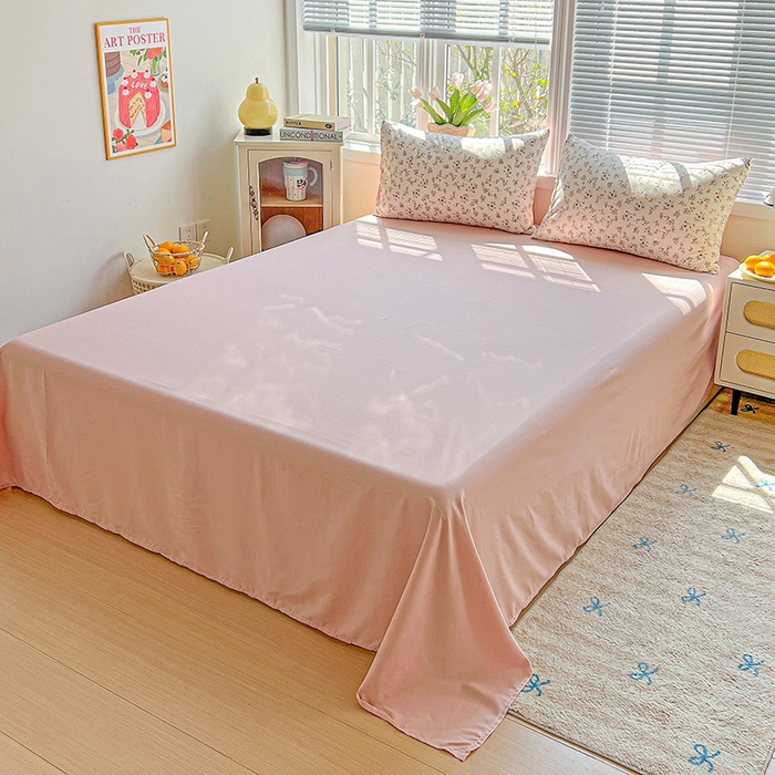 91家纺网 家纺一手货源 找家纺 2025水洗棉双层纱简约风ins风小碎花被套床单款床笠款三四件套-单被套 忘忧草