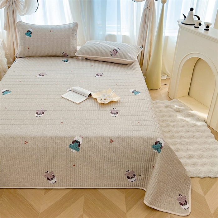 91家纺网 家纺一手货源 找家纺 恒爱 2025新款全棉印花单床盖 安哥拉公主-浅咖