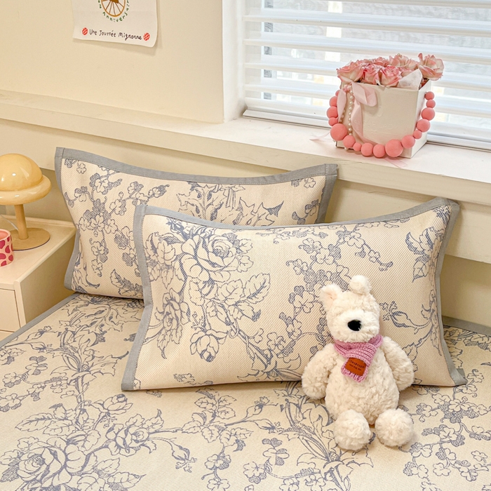 91家纺网 家纺一手货源 找家纺 慕澄家纺 2025新款小清新印花真冰藤系列凉席床席款 床席-洛克庄园