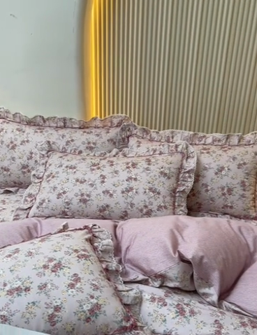 91家纺网 家纺一手货源 找家纺 2025新款韩版全棉公主风床裙单品 缤纷绮梦