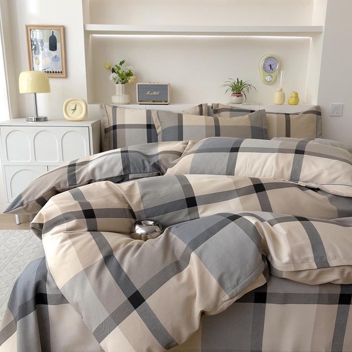 91家纺网 家纺一手货源 找家纺 优品阁 2024新款全棉磨毛四件套 曼迪-咖