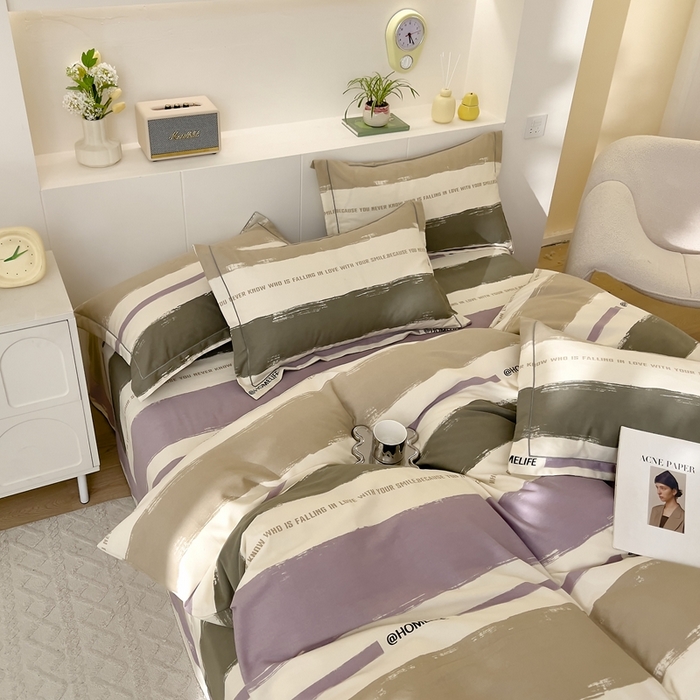 91家纺网 家纺一手货源 找家纺 优品阁 2024新款全棉磨毛四件套 畅想-灰