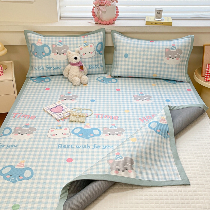 91家纺网 家纺一手货源 找家纺 慕澄家纺 2025新款小清新印花真冰藤系列凉席床席款 床席-趣乐园