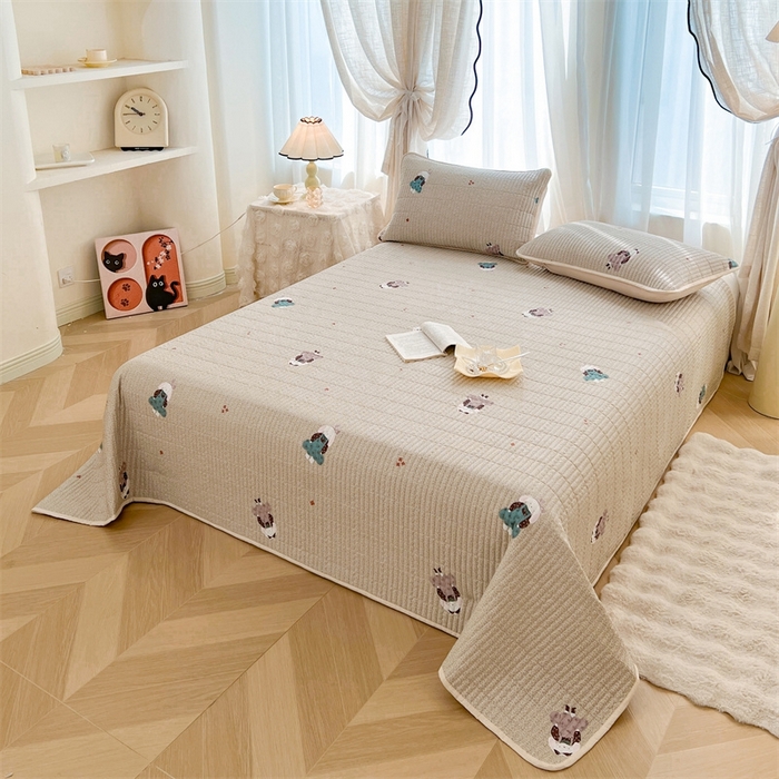 91家纺网 家纺一手货源 找家纺 恒爱 2025新款全棉印花单床盖 安哥拉公主-浅咖