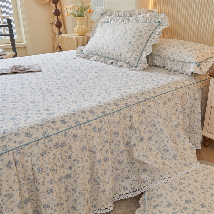 91家纺网 家纺一手货源 找家纺 2025新款韩版全棉公主风床裙单品 海韵花