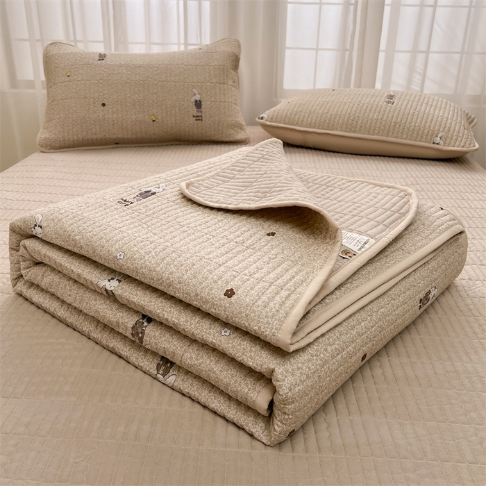 91家纺网 家纺一手货源 找家纺 恒爱 2025新款全棉印花单床盖 公子兔-浅咖