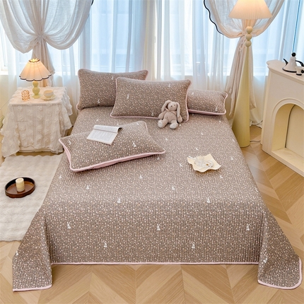 恒爱 2025新款全棉印花单床盖 瞭望兔-咖