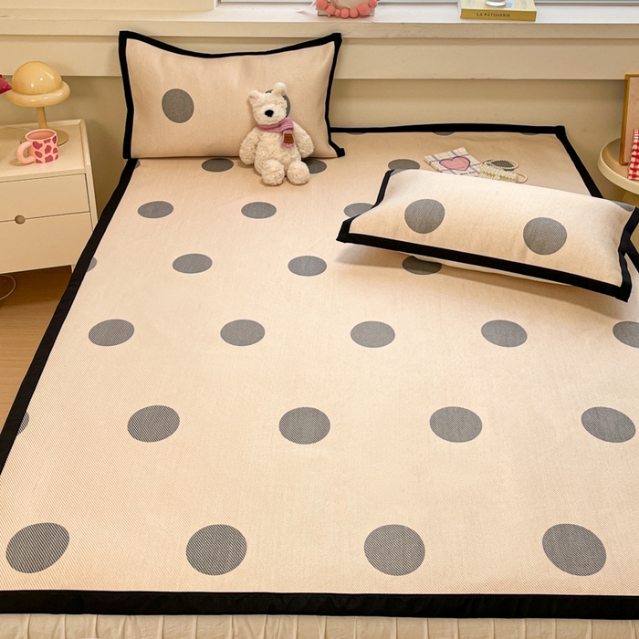 91家纺网 家纺一手货源 找家纺 慕澄家纺 2025新款小清新印花真冰藤系列凉席床席款 床席-圈圈