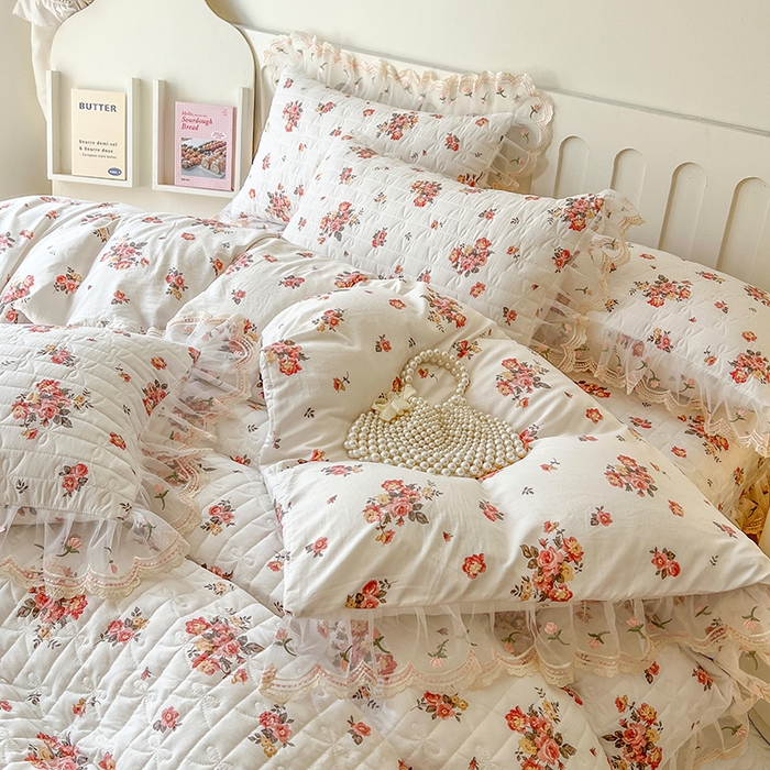 91家纺网 家纺一手货源 找家纺 网红馆 2025新款水洗棉印花床盖四件套 繁花似锦