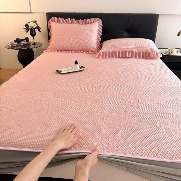 91家纺网 家纺一手货源 找家纺 （总）2025新款凉感冰豆豆凉席床笠凉席席子-花之恋系列凉豆豆床笠花之恋系列