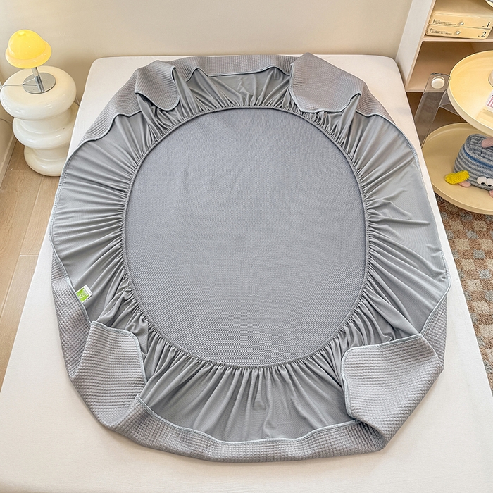 91家纺网 家纺一手货源 找家纺 金盛纺 2025新款冰豆豆凉席-床笠款 华夫格-灰