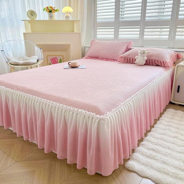 91家纺网 家纺一手货源 找家纺 （总）2025新款冰豆豆凉感床裙凉席席子-花之恋系列冰豆豆床裙凉席-花之恋系列