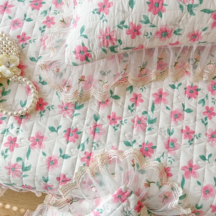 91家纺网 家纺一手货源 找家纺 网红馆 2025新款水洗棉印花床盖四件套 露丝小姐