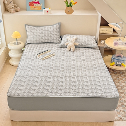 金盛纺 2025新款冰豆豆凉席-床笠款 千鸟格-灰