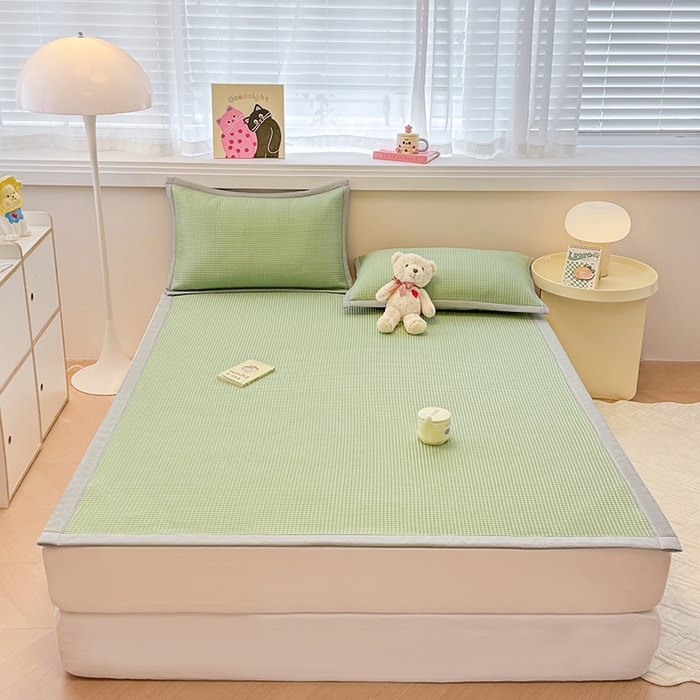 91家纺网 家纺一手货源 找家纺 金盛纺 2025新款冰豆豆凉席-床席款 华夫格-绿