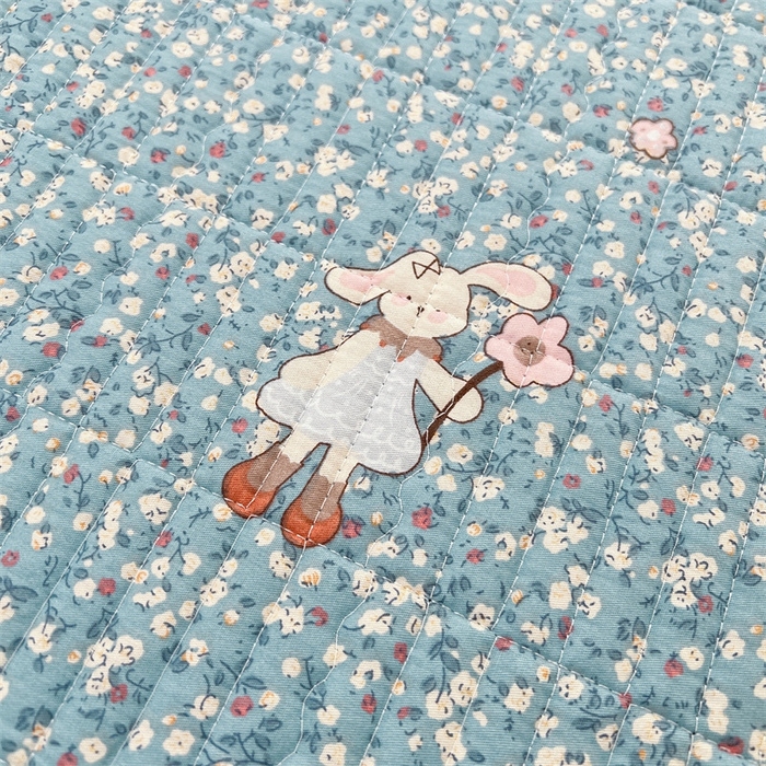 91家纺网 家纺一手货源 找家纺 恒爱 2025新款全棉印花单床盖 公主兔-蓝