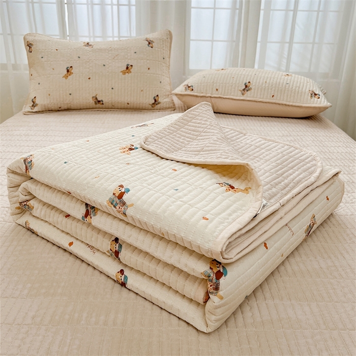 91家纺网 家纺一手货源 找家纺 恒爱 2025新款全棉印花单床盖 牛仔狗狗