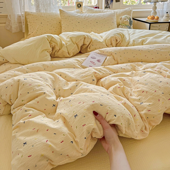 91家纺网 家纺一手货源 找家纺 （总）仟网汇 2025新款云感皱皱纱简单款四件套