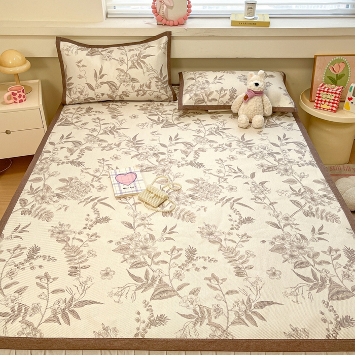 91家纺网 家纺一手货源 找家纺 慕澄家纺 2025新款小清新印花真冰藤系列凉席床席款 床席-树屿