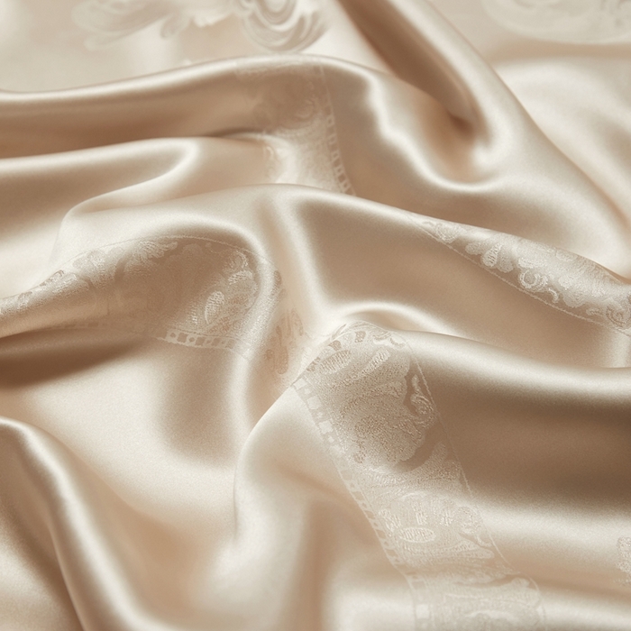 91家纺网 家纺一手货源 找家纺 赫本真丝馆（珍丝纺） 2025新款真丝提花系列四件套 卡诺尔-金