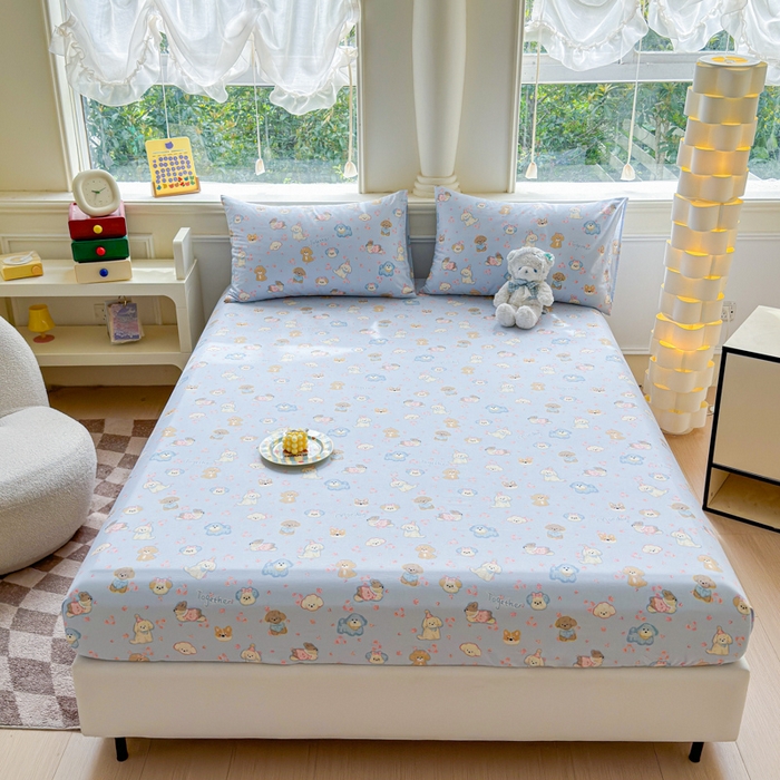 91家纺网 家纺一手货源 找家纺 2025新款全棉床单床笠 小奶狗 床笠款